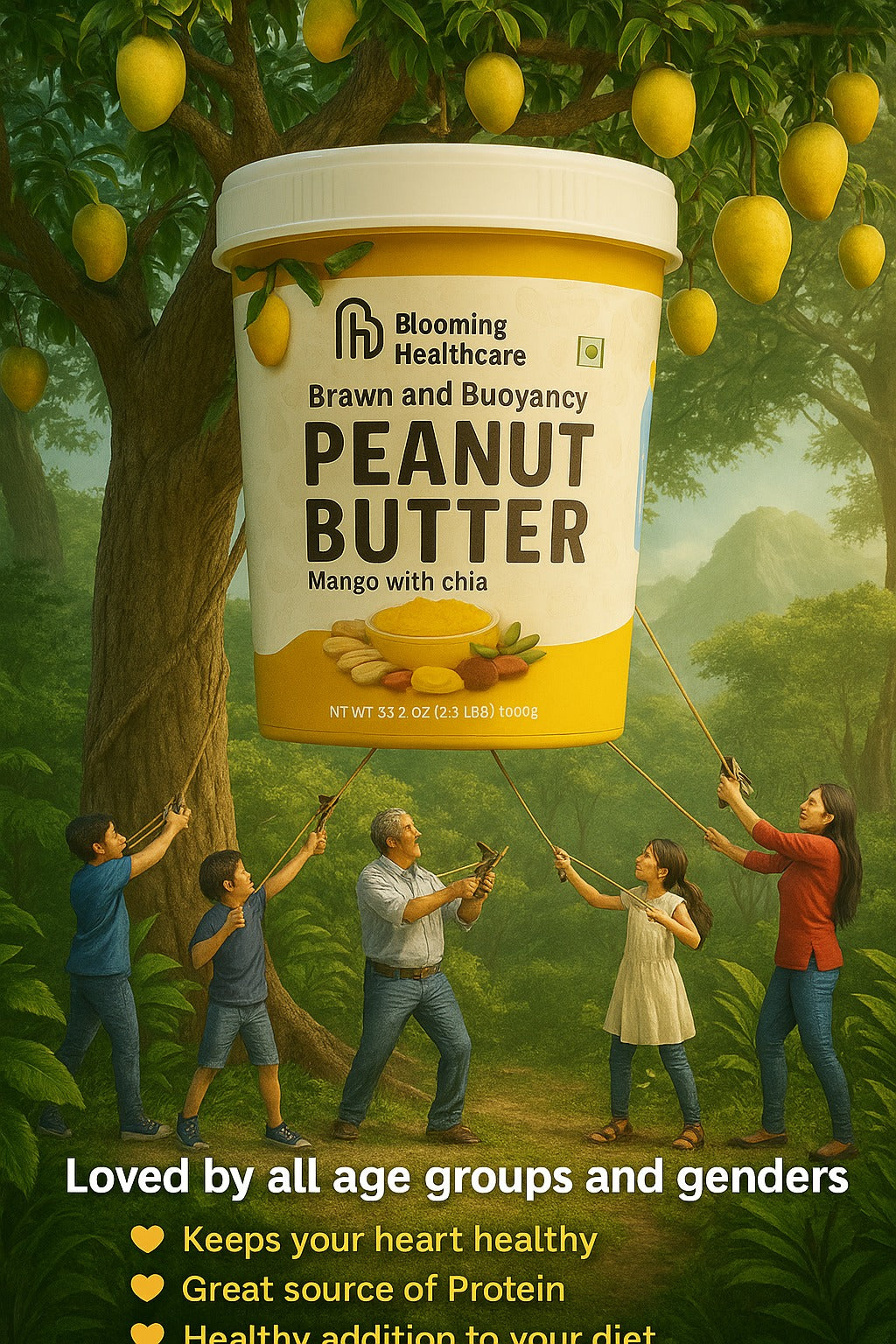 Peanut Butter – Mango with Chia | Protein & Fiber | Natural Nut Butter for Smoothies, Toast & Snacks